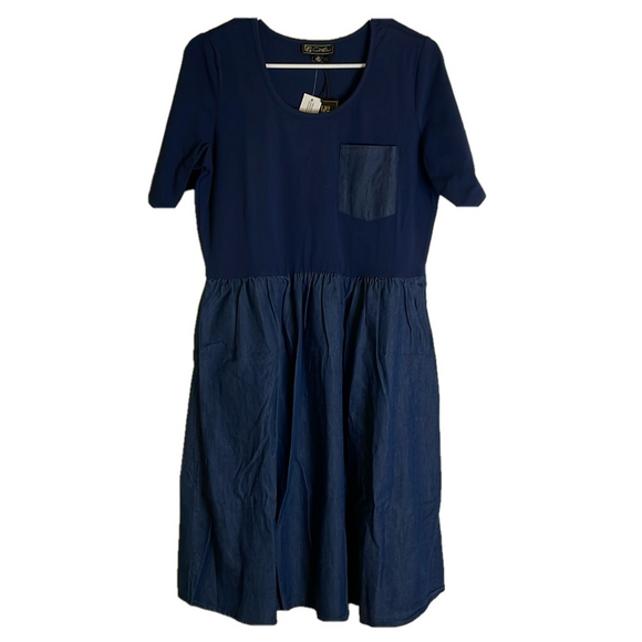 DG2 by DIANE GILMAN SoftCell Midi Dress, Women’s M, Blue - Picture 1 of 8